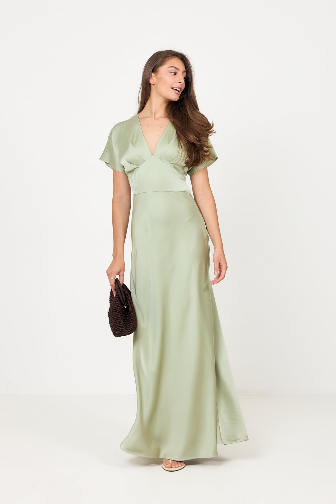 Kristin Satin Dress - Green