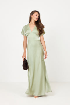 Kristin Satin Dress - Green