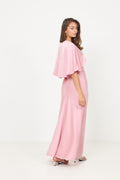 Arielle Satin Cape Maxiklänning - Rosa