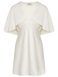 Ariel Satin Cape Mini Dress - Creme