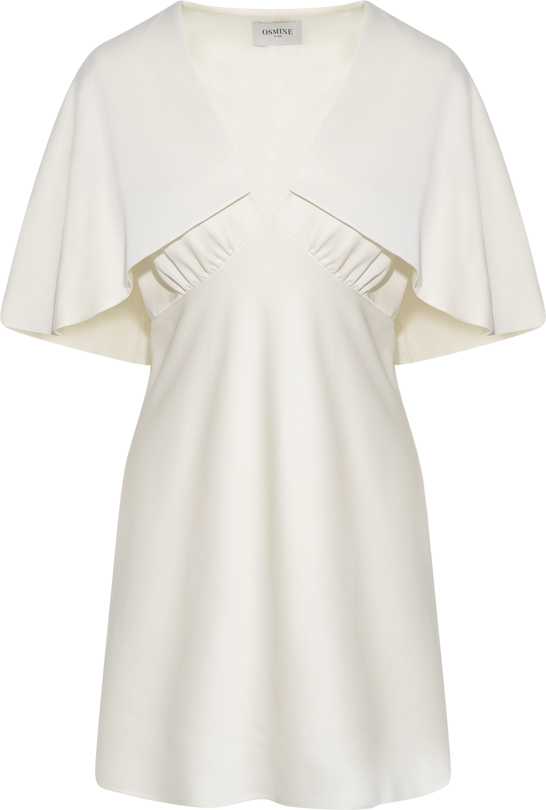 Ariel Satin Cape Mini Dress - Creme