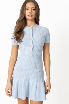 Gerdalil Cotton Knit Dress - Light Blue