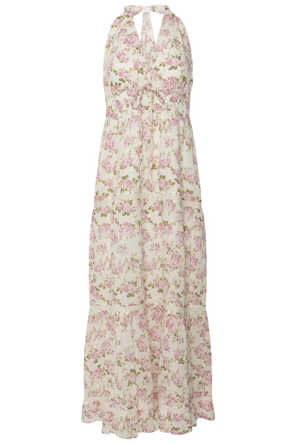 Leona Cotton Maxiklänning - Rosa Blommig