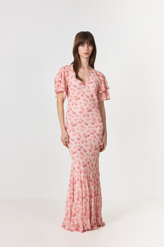 Celesse Flower Fade Dress - Light Pink