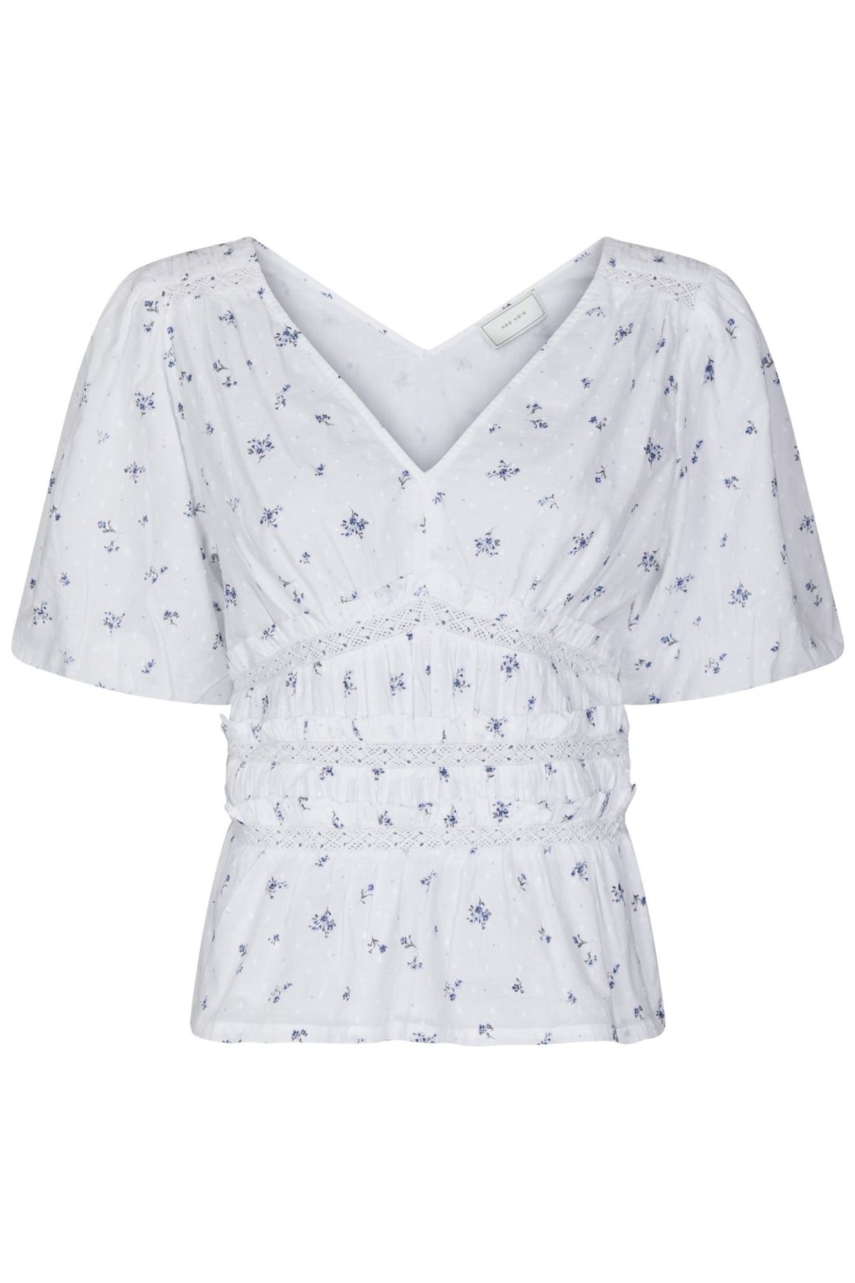 Sapura Flower Dobby Blouse - Blue Flower