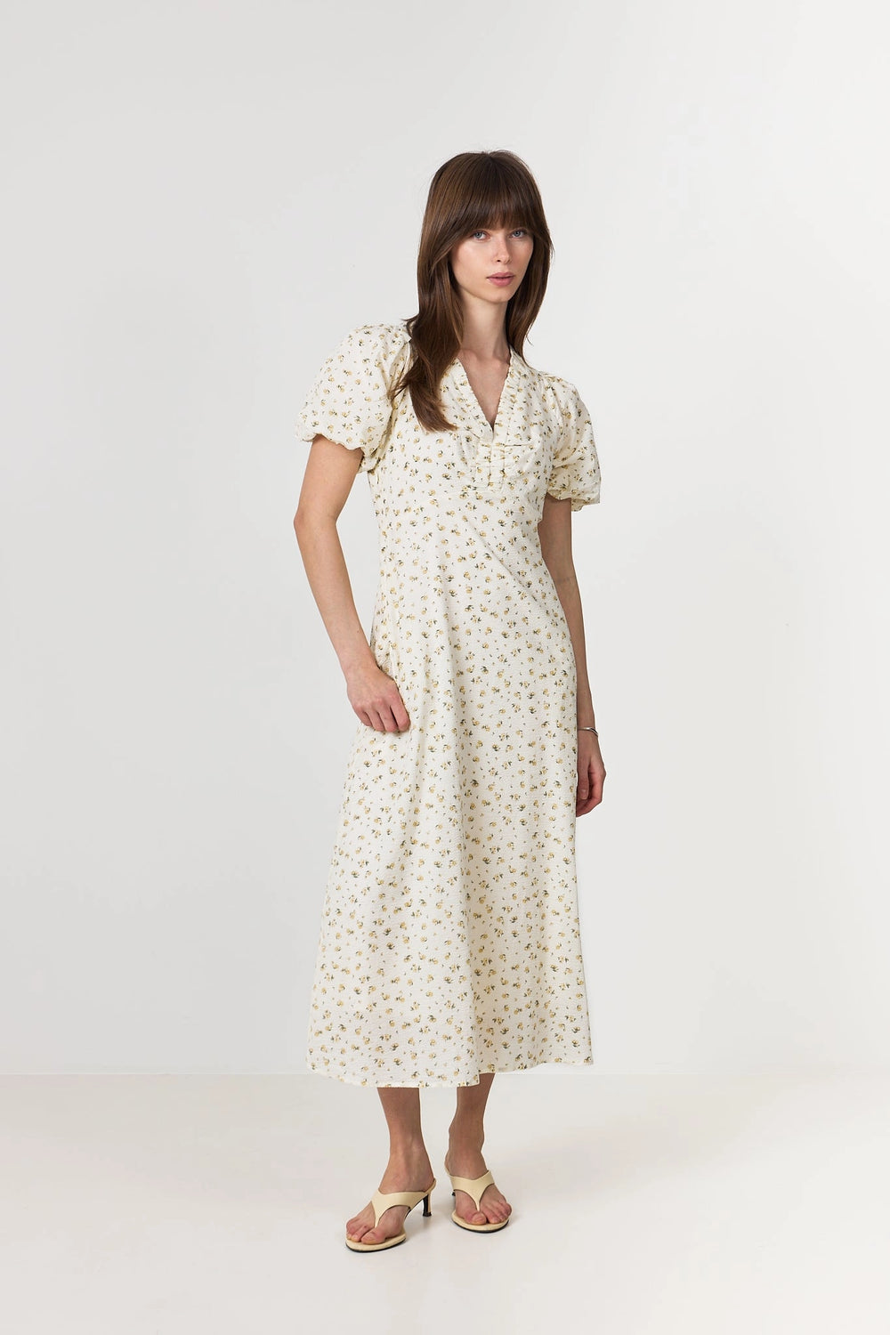 Illana Small Rose Flower Dress - Light Yellow