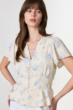 Jasmin Delicate Flower Blouse - Creme
