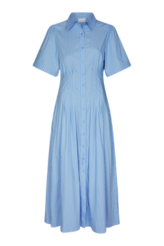 Baia Stripe Poplin Dress - Light Blue