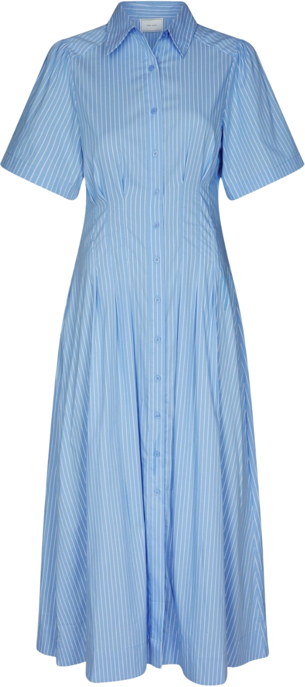 Baia Stripe Poplin Dress - Light Blue