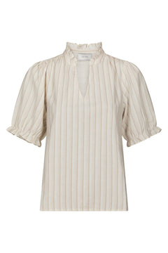 Odesa Linen Stripe Blouse - Sand