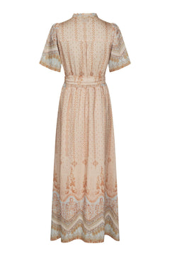 Moviana Flower Border Dress - Flower Peach