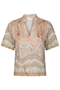 Torana Flower Border Blouse - Flower Peach