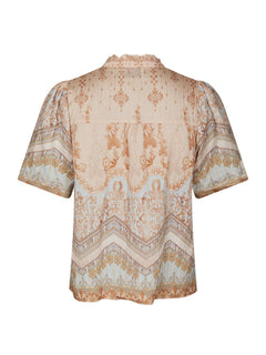 Torana Flower Border Blouse - Flower Peach