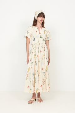 Gardena Flower Rank Dress - Off White