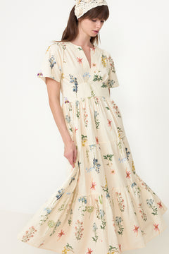 Gardena Flower Rank Dress - Off White