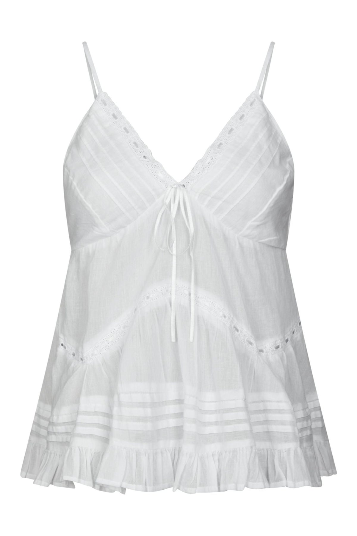 Elvena S Voile Top - White