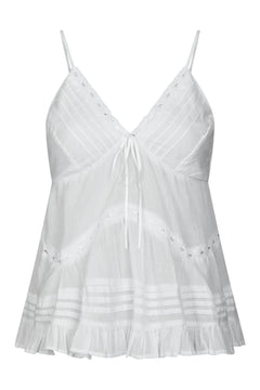 Elvena S Voile Top - White