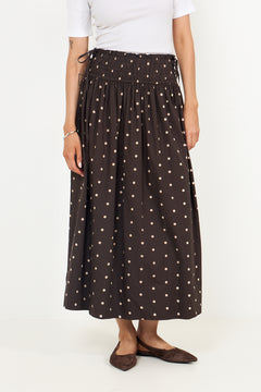 Lillie Dot Skirt - Dark Brown