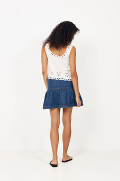 Tripa Denim Frill Skirt - Blue