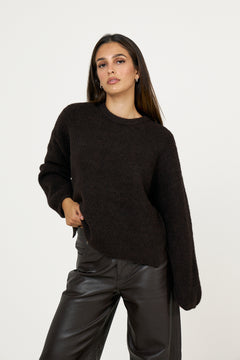Gzalpha Slit Pullover - Ganache Melange