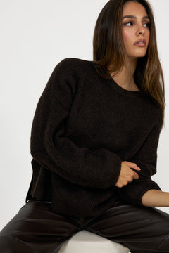 Gzalpha Slit Pullover - Ganache Melange