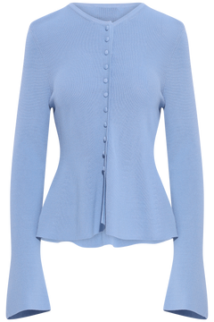 Ida Peplum Cardigan - Blue