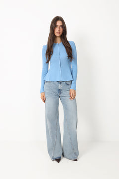 Ida Peplum Cardigan - Blue