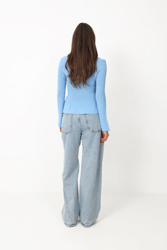Ida Peplum Cardigan - Blue
