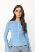 Ida Peplum Kofta - Blå