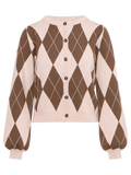 Anni Argyle Knit Cardigan - Brun