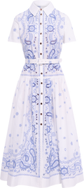 Embroidered Midi Dress - Vit/Blå