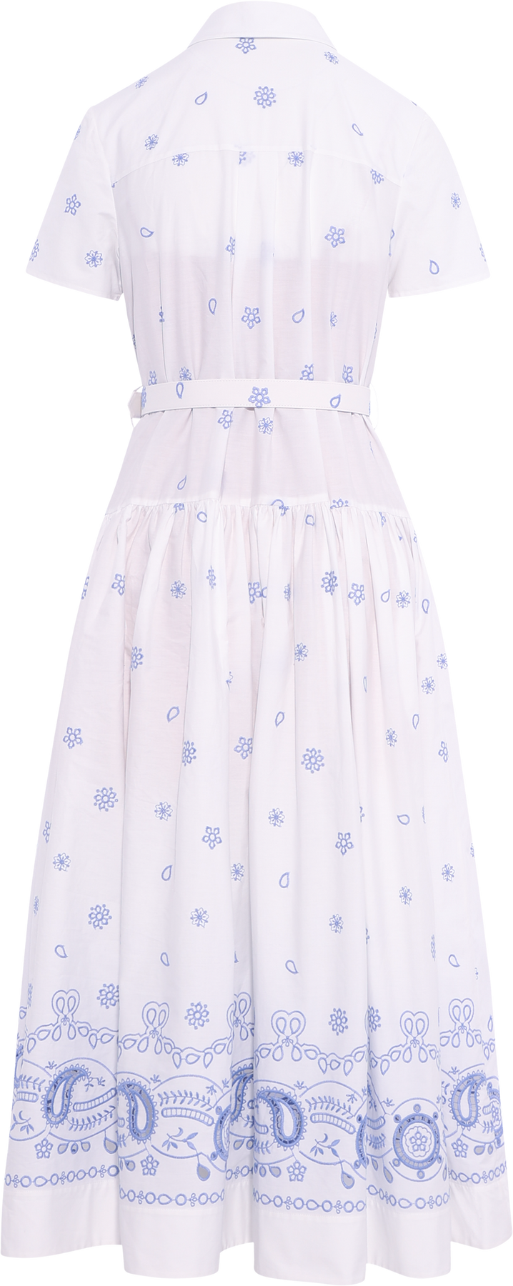 Embroidered Midi Dress - Vit/Blå