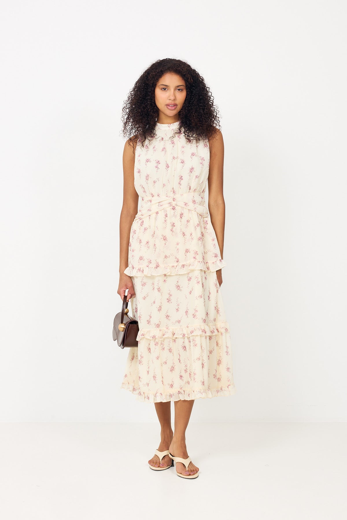 Jasminic Long Dress - Off White Vintage Rose