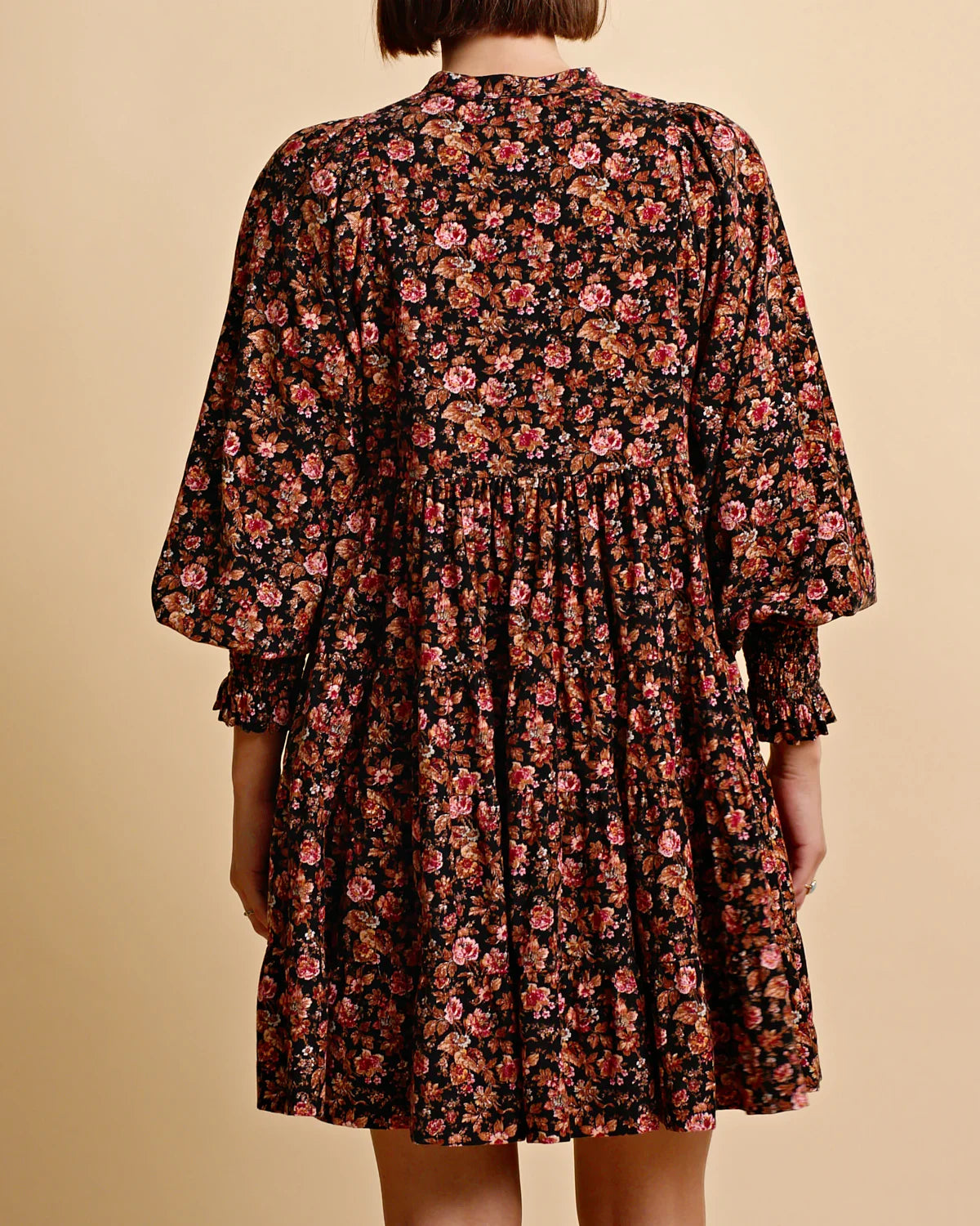 Baby Cord Belt Dress - Dark Blossom