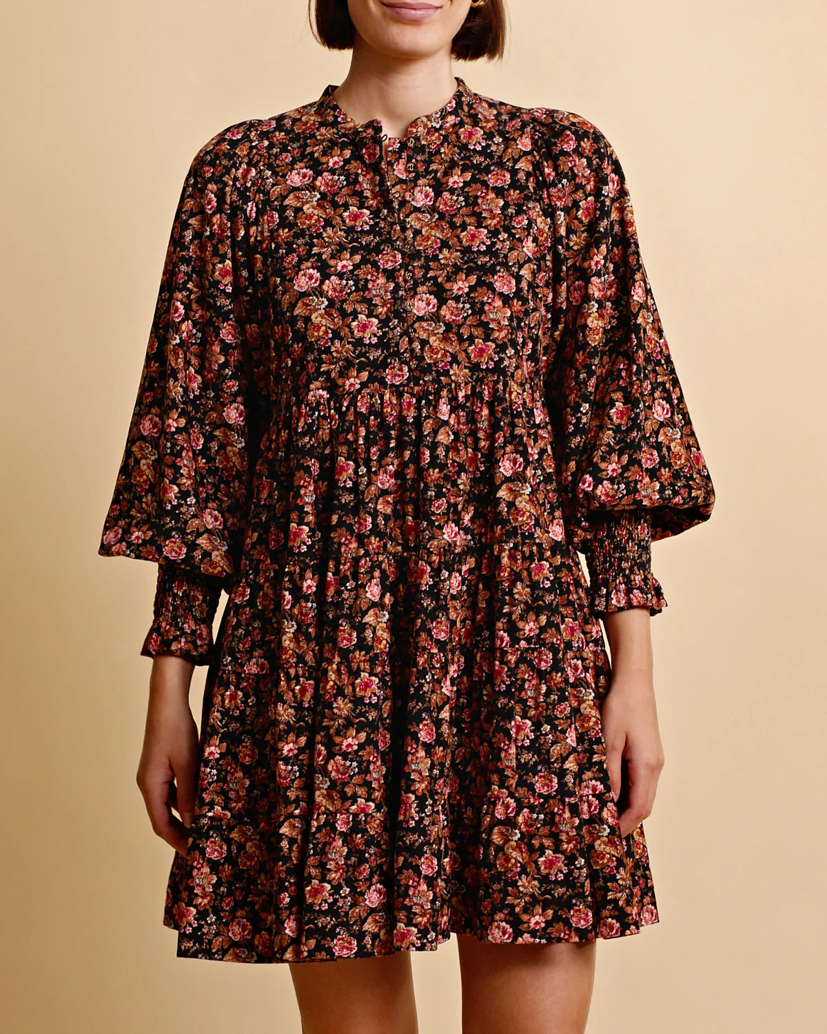 Baby Cord Belt Dress - Dark Blossom