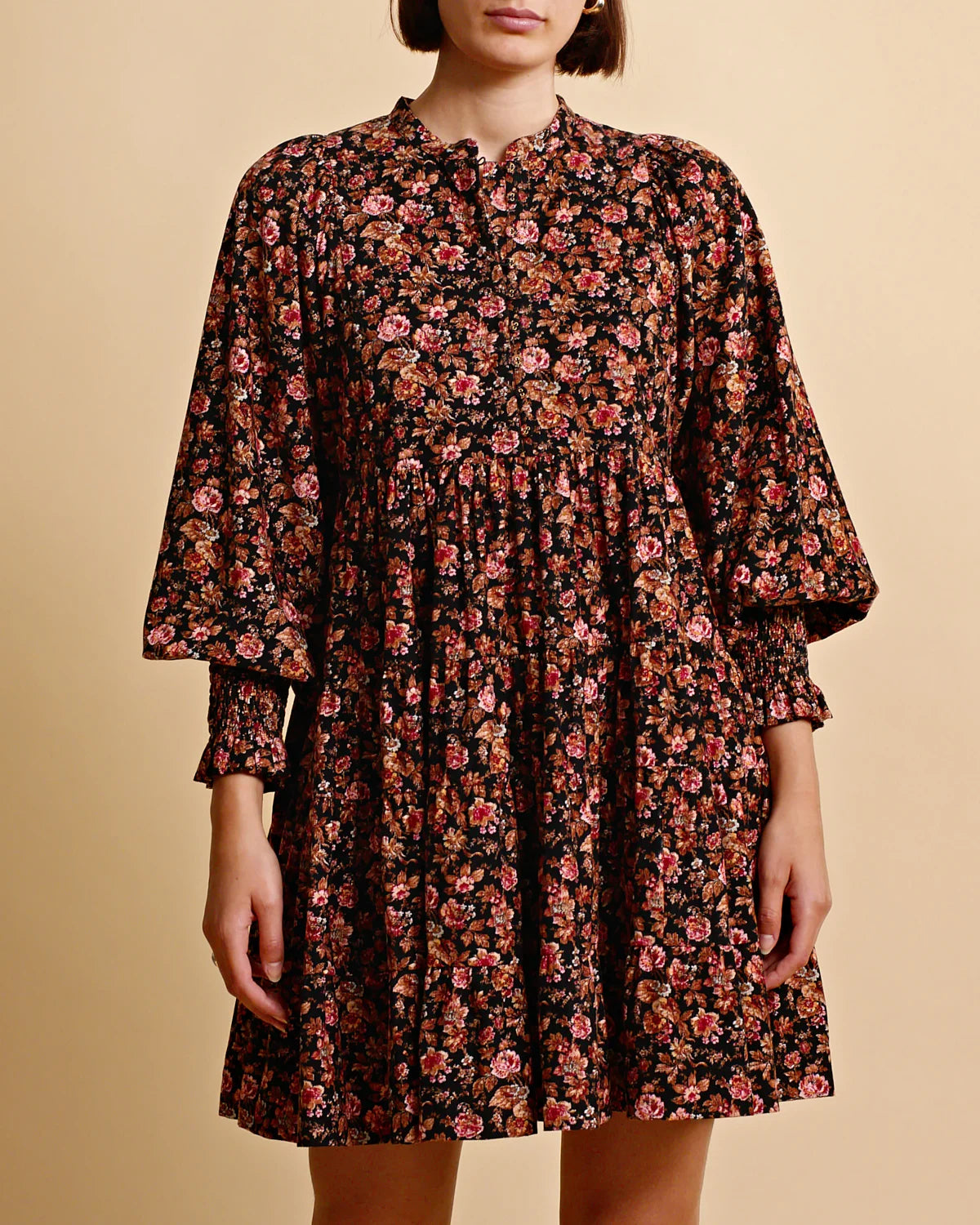 Baby Cord Belt Dress - Dark Blossom