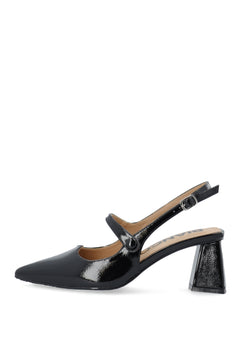 Biamaralyn Heart Mary Jane Slingback Faux Leather - Black Patent