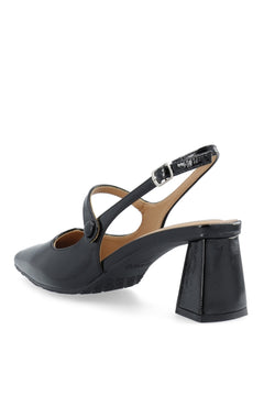 Biamaralyn Heart Mary Jane Slingback Faux Leather - Black Patent