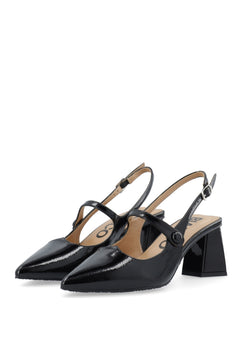 Biamaralyn Heart Mary Jane Slingback Faux Leather - Black Patent