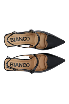 Biamaralyn Heart Mary Jane Slingback Faux Leather - Black Patent
