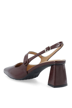 Biamaralyn Heart Mary Jane Slingback Faux Leather - Burgundy Patent