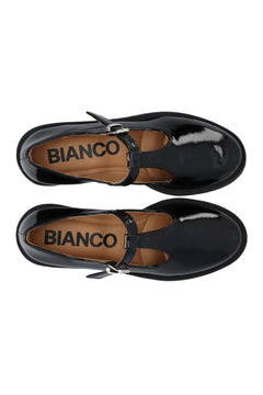 Biapearl T-Strap Mary Jane Faux Leather - Black Patent