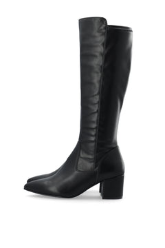 Biadevived Stretch Knee High Boot Smooth Faux Leather - Black