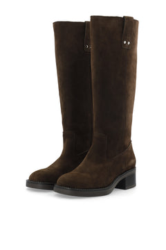 Biamary Knee High Pull On Boot Suede - Brown