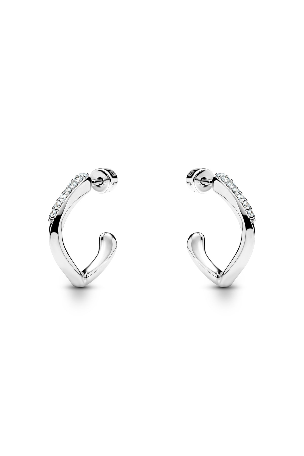 Curvo Pave Hoop - Silver
