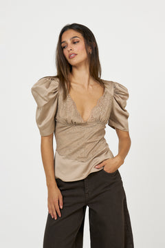 Francis Lace Top - Taupe