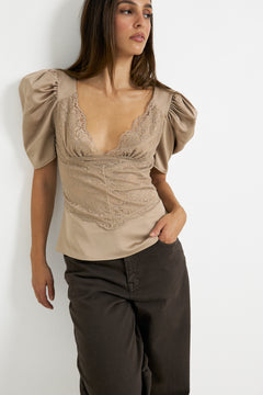 Francis Lace Top - Taupe