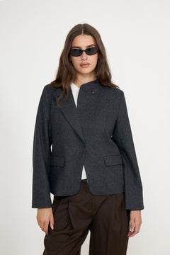 N-Monique Blazer - Dark Grey Melange