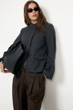 N-Monique Blazer - Dark Grey Melange