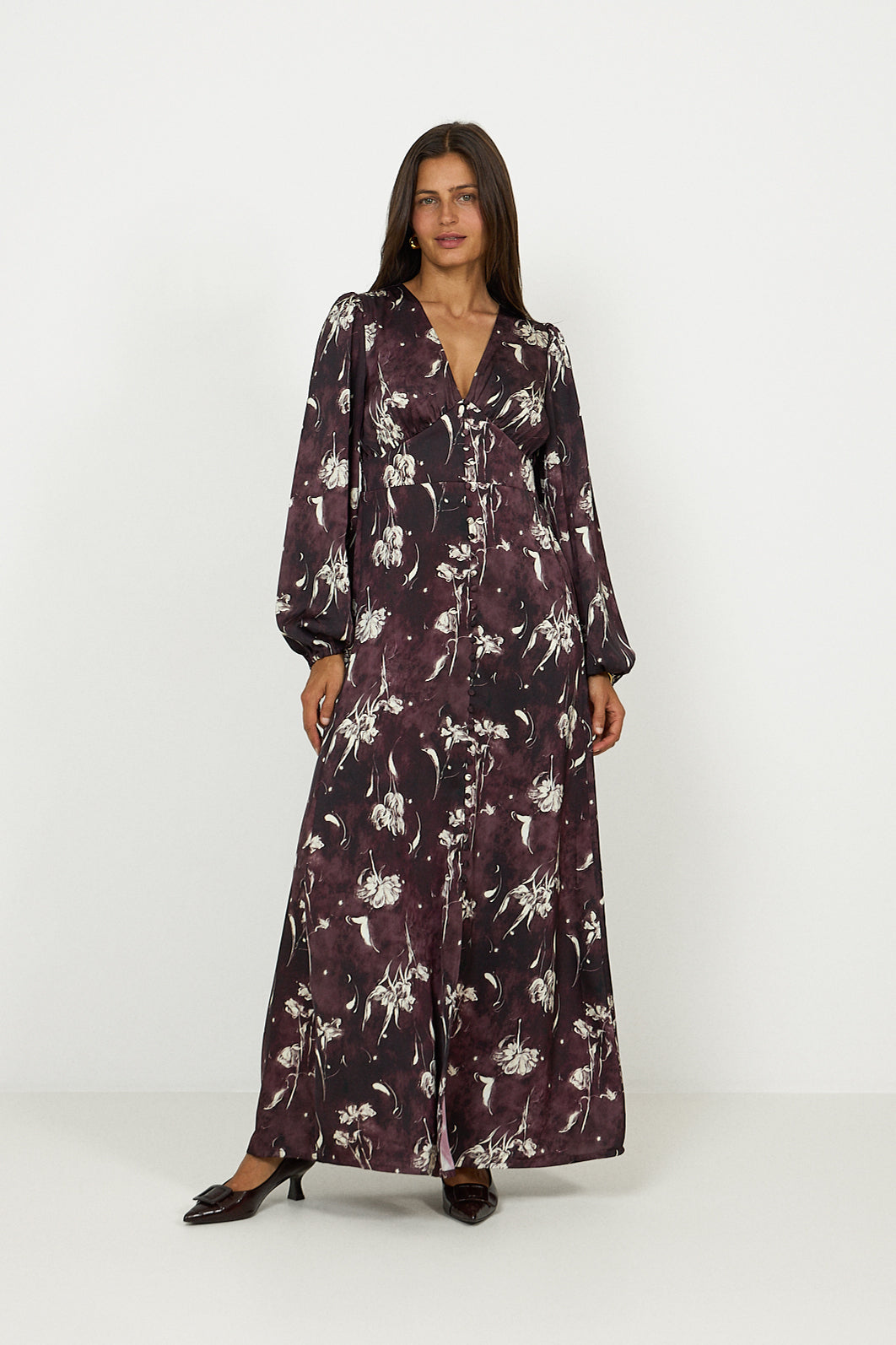 N-Lilith Maxi Dress - Dovie Burgundy Print